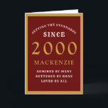 21日パーソナライズされた誕生日2000赤金ゴールドシック カード<br><div class="desc">2000年に特別な人々のための21歳の誕生日の赤と金ゴールド生まれのバースデータカード。提供さカスタマイズれたテンプレートを使用してフロントへの文字と誕生日カードのインテリアを容易に行う。グリーティングカードの設定標準範囲の一部。</div>