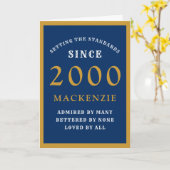 21日パーソナライズされた誕生日2000青金ゴールドシック カード (黄色い花)