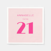 21日モダン21日ピンクの誕生日パーティー スタンダードカクテルナプキン (正面)