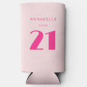 21日モダン21日ピンクの誕生日パーティー スリム缶クーラー (正面)