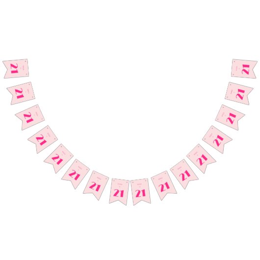 21日モダン21日ピンクの誕生日パーティー バンティングフラッグ (全)