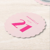 21日モダン21日ピンクの誕生日パーティー ペーパーコースター (アングル)