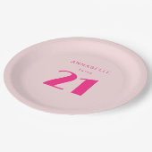 21日モダン21日ピンクの誕生日パーティー ペーパープレート (アングル)