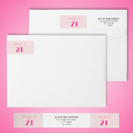 21日モダン21日ピンクの誕生日パーティー ラップアラウンドラベル