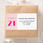 21日モダン21日ピンクの誕生日パーティー ラベル (インサイチュ)