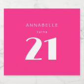 21日モダン21日ホットピンク誕生日パーティー スパークリングワインラベル (シングルラベル)