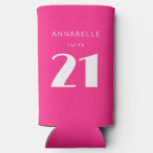 21日モダン21日ホットピンク誕生日パーティー スリム缶クーラー (裏面)
