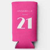 21日モダン21日ホットピンク誕生日パーティー スリム缶クーラー (正面)