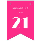 21日モダン21日ホットピンク誕生日パーティー バンティングフラッグ (第2の旗)