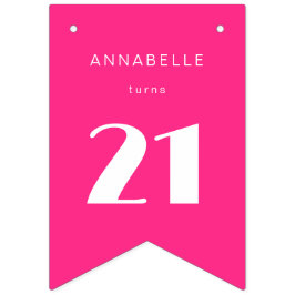 21日モダン21日ホットピンク誕生日パーティー バンティングフラッグ