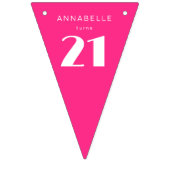 21日モダン21日ホットピンク誕生日パーティー バンティングフラッグ (第2の旗)