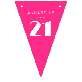 21日モダン21日ホットピンク誕生日パーティー バンティングフラッグ