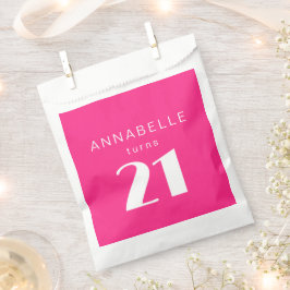 21日モダン21日ホットピンク誕生日パーティー フェイバーバッグ