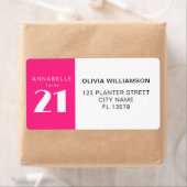 21日モダン21日ホットピンク誕生日パーティー ラベル (インサイチュ)