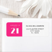 21日モダン21日ホットピンク誕生日パーティー ラベル (インサイチュ)