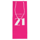 21日モダン21日ホットピンク誕生日パーティー ワインギフトバッグ (裏面)