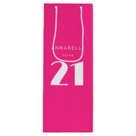 21日モダン21日ホットピンク誕生日パーティー ワインギフトバッグ