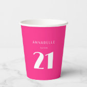 21日モダン21日ホットピンク誕生日パーティー 紙コップ (裏面)