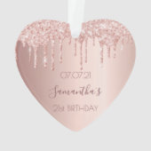 21日21誕生日パーティーデコールバラ金ゴールドグリッター オーナメント (裏面)