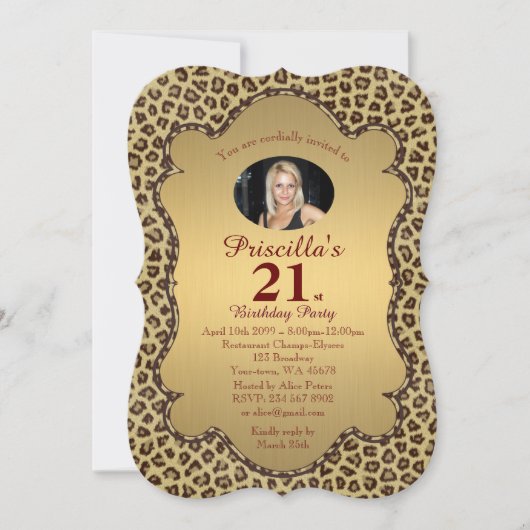 21日，誕生日パーティー女性21日，チーテ，写真 招待状 (正面)