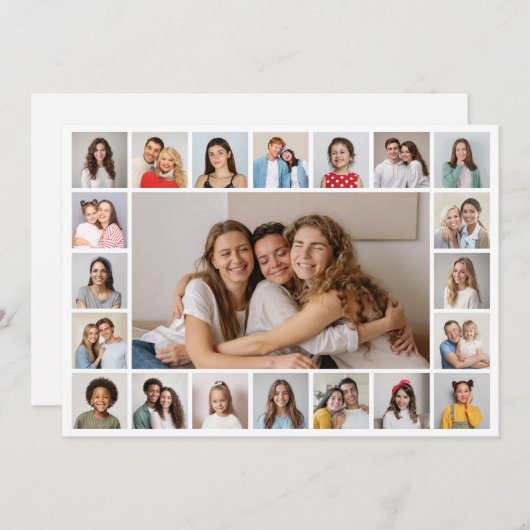 21枚の写真を編集可能なカラーグリーティングカード (正面/裏面)