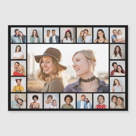 21枚の写真を編集可能なカラーマグネットカード (正面)