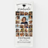 21枚の写真コラージュ　卒業式　モダン　ミニマル　ホワイト 横断幕 (縦)