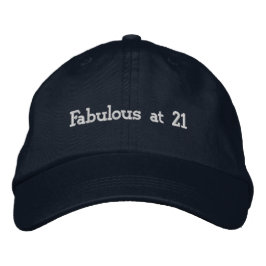 21歳おめでとう！ネイビーのカスタムファビュラスバースデールック 刺繍入りキャップ