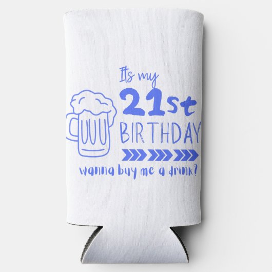 21歳おめでとう!合法的に飲酒できる年齢になりました スリム缶クーラー (正面)
