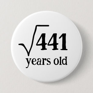 21歳おもしろいの誕生日の数学バッジ平方根441 缶バッジ