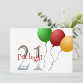 21歳おもしろいの誕生日パーティー | 21法定年齢バルーン 招待状 (スタンド正面)