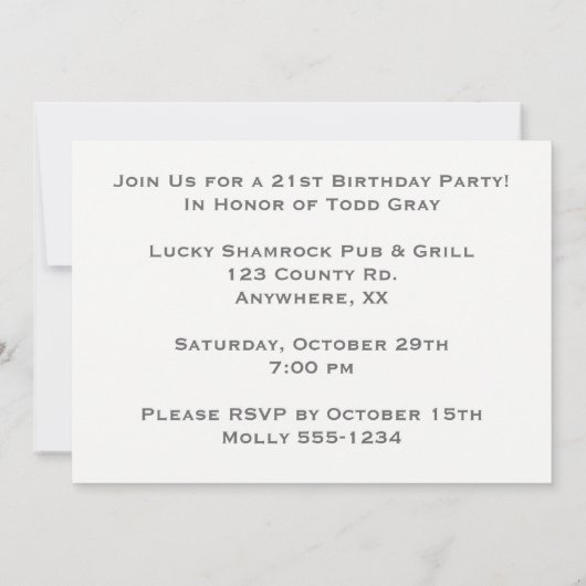 21歳おもしろいの誕生日パーティー | 21法定年齢バルーン 招待状 (裏面)