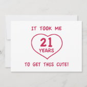 21歳おもしろいの誕生日プレゼント(ハート) 招待状 (正面)