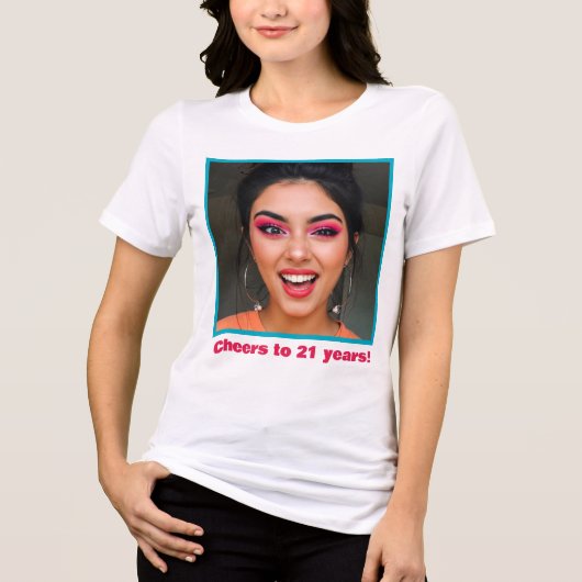 21歳おもしろい誕生日クルー写真名おもしろい笑わされる トライブレンドＴシャツ (正面)