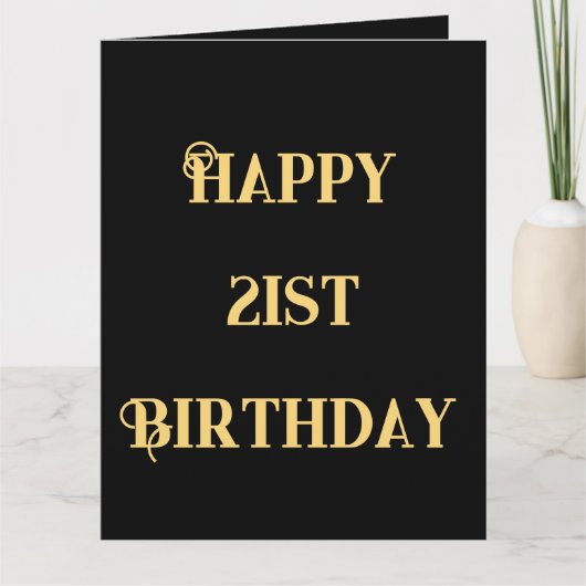 21歳お誕生日おめでとう ゴールド イエロー 21才 カード (正面)