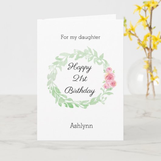 21歳かわいらしの誕生日の娘 カード (黄色い花)