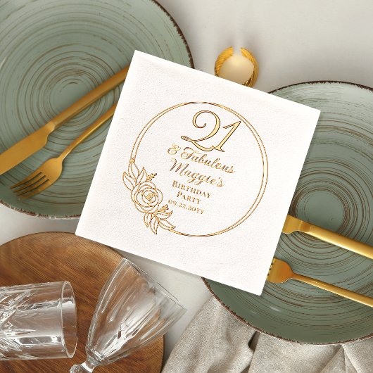 21歳と素晴らしい21歳の誕生日パーティースタンプ 箔ナプキン