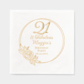 21歳と素晴らしい21歳の誕生日パーティースタンプ 箔ナプキン (正面)