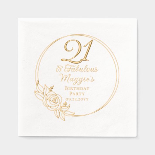 21歳と素晴らしい21歳の誕生日パーティースタンプ 箔ナプキン (正面)