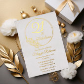 21歳と素晴らしい21歳の誕生日パーティースタンプ 箔招待状