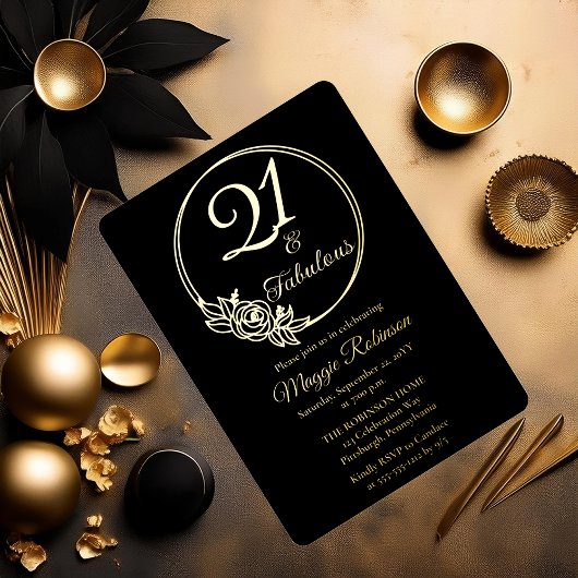21歳と素晴らしい21歳の誕生日パーティースタンプ 箔招待状