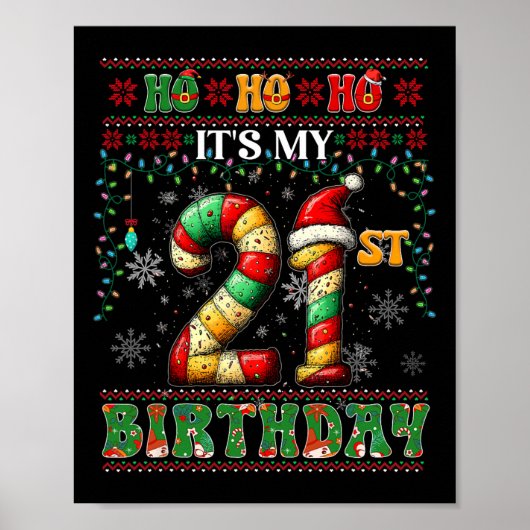 21歳のクリスマス キャンディケイン21歳の誕生日 ポスター (正面)