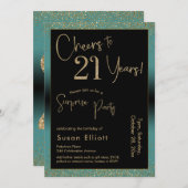 21歳のサプライズバースデーパーティー ティール 招待状 (正面/裏面)