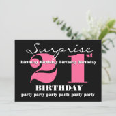 21歳のサプライズ誕生日パーティー招待状テンプレート 招待状 (スタンド正面)