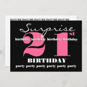 21歳のサプライズ誕生日パーティー招待状テンプレート 招待状 (正面/裏面)