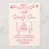 21歳のドドゥルケーキ ハロートゥエンティワン フォト バースデー 招待状 (正面)