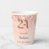 21歳のバラ金ゴールドグリッターモノグラム名 紙コップ (正面)