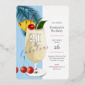 21歳のバースデーサマーブルーカクテルパーティー 箔招待状 (正面)