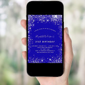 21歳のバースデー王室のタブルーシルバーグリッター 招待状