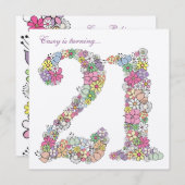 21歳のパーティー春開花カスタム招待状 招待状 (正面/裏面)